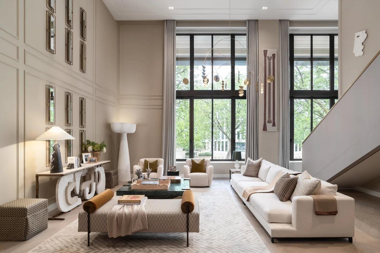 Beautifully painted upscale living room interior